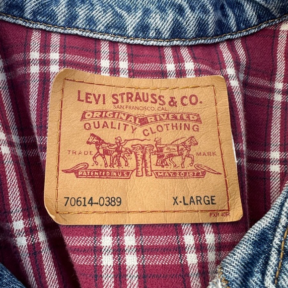 Vintage Levi’s Denim Jacket 1990s Men’s XL Blue 70614-0389 Flannel Lined - Picture 2 of 5